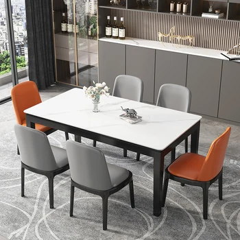 Модерен квадратен маса за хранене от неръждаема стомана, маса за хранене и столове за дневна, Водоустойчиви мебели за дома Esstische