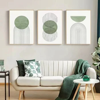 Модерна проста скандинавско абстрактна черно-бяла линия, зелени картини, картина на стената, печат, платно, картини, декорация, домашен рисувани