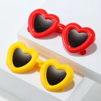 Модерни дамски слънчеви очила в ярки цветове във формата на сърце Y2K в ретро стил, нюанси UV400, модни маркови дизайнерски мъжки червени, жълти, уникални слънчеви очила
