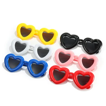 Модерни дамски слънчеви очила в ярки цветове във формата на сърце Y2K в ретро стил, нюанси UV400, модни маркови дизайнерски мъжки червени, жълти, уникални слънчеви очила