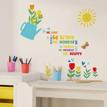 Мультяшные цветни стикери за стена с Цветя, Цветна градина, слънчеви Стикери за стена, vinyl стая за деца, декорация на стените в детската стая, подарък за момичета