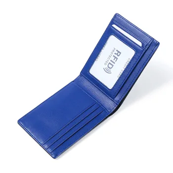 Мъжки кратък портфейл от естествена кожа, за радиочестотна идентификация-мрежи, държач за кредитни карти, джоб за шофьорска книжка, сгъваема тънък клип за пари, чанта-клатч JYY113