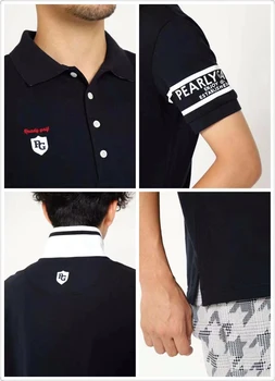 Мъжки облекла за голф с къси ръкави 2023, дишаща бързосъхнеща спортни облекла за голф, модерна риза с къси ръкави с ревера