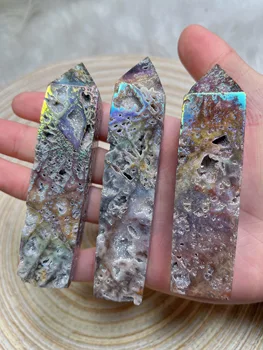 Натурален Crystal Aura Сфалерит Кула Лечебен камък издълбани Друзы за декорация на дома подарък