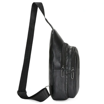 Нова мъжки нагрудная чанта, модерна чанта през рамо от изкуствена кожа, спортни сакове за отдих на открито, однотонная чанта през рамото си в джоб, чанта за мобилен телефон 2023
