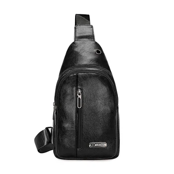Нова мъжки нагрудная чанта, модерна чанта през рамо от изкуствена кожа, спортни сакове за отдих на открито, однотонная чанта през рамото си в джоб, чанта за мобилен телефон 2023