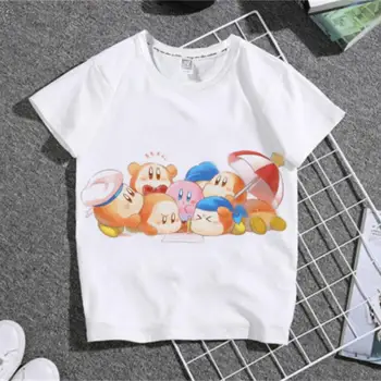 Нова тениска Сладък Kawaii Kirby с къс ръкав, удобна мека оригиналност, тенденция Ins, подаръци за рожден ден, детски подаръци, играчки за момичета