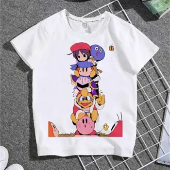 Нова тениска Сладък Kawaii Kirby с къс ръкав, удобна мека оригиналност, тенденция Ins, подаръци за рожден ден, детски подаръци, играчки за момичета