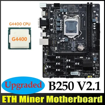 НОВОСТ-дънна Платка за майнинга B250 V2.1 BTC + процесор G4400 12XPCIE LGA1151 Двоен DDR4 MSATA USB3.0 дънна Платка за майнинга B250 ETH