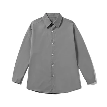 Однотонная риза оверсайз с дълъг ръкав за мъже, ежедневни градинска дрехи, мода, ризи размер M-5XL, големи размери, мъжки пролетно-есенни ризи, мъжки XXXXXL