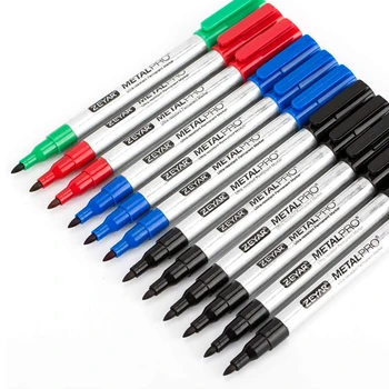 Постоянни маркери, ултра Тънък съвет е (1 мм), Комплект от 12, 4 цвята, Висококачествени Водоустойчиви и устойчиви на размазыванию Маркери от алуминиева сплав, Бързо сохнущие