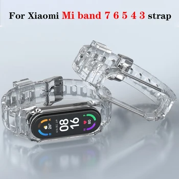 Прозрачна Гривна за Xiaomi Mi Band 7 NFC каишка за часовник miband6 Спортни Ръчни часовници glacier smartwatch correa на ремешке mi band 6 5 4 3 8