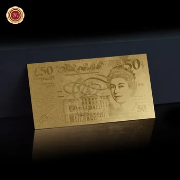 Пълен Набор от Банкноти от цветен златно фолио, банкноти лири на кралица Елизабет, фалшиви пари, банкнота в британски лири, подарък за събиране