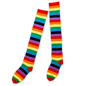 Пъстри шарени чорапи, дамски ежедневни чорапогащи над коляното за момичета, вечерни