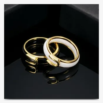 Разпродажба 2020 Модерни и лесни бижута с женски кристал от Swarovskis Двойка керамични пръстен 2 Цветове, Подходящи За Влюбени партита