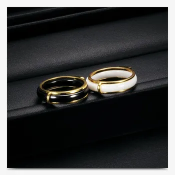 Разпродажба 2020 Модерни и лесни бижута с женски кристал от Swarovskis Двойка керамични пръстен 2 Цветове, Подходящи За Влюбени партита