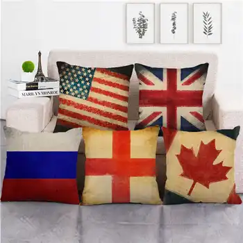 Реколта калъфка с флага за възглавници с британския канадски флага Бельо калъфка Декоративни възглавници за дома диванной калъфки за възглавници
