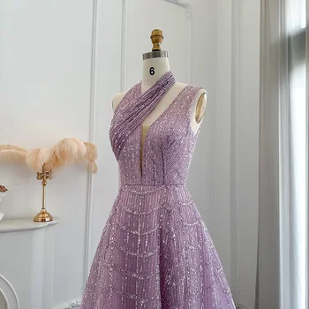 Розови вечерни рокли принцеса Асиметрични, без ръкави, с пайети, трапециевидные вечерни рокли за бала LSCZ106 suknia ślubna