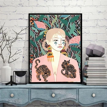 Скандинавски цветни Абстрактен Модерен марокански Плакат с Момиче, Уютна Спалня, Диван, Стена, Декорация на Хотел, Офис, Висячая Картина