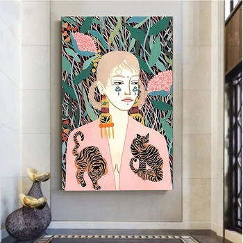 Скандинавски цветни Абстрактен Модерен марокански Плакат с Момиче, Уютна Спалня, Диван, Стена, Декорация на Хотел, Офис, Висячая Картина