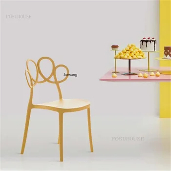 Скандинавските трапезни столове, Дизайнерски стол за домашно ресторант, модерна минималистичная облегалка, пластмасова маса за хранене, стол с утолщением Ins за кухни