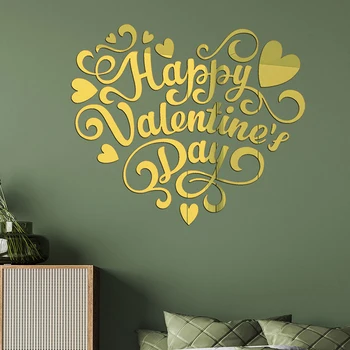 Стикер на стената във формата на Сърце-Св. Валентин, акрилна slr стикер на стената, сезонни тематичен лигав декор на стената за партита в домашна бар C66