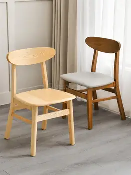 Трапезария стол от масивно дърво, скандинавски домашен стол, модерен прост стол за приготвяне на чай с мляко, кафе-сладкарница, ресторант, стол за сядане с облегалка