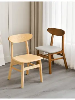 Трапезария стол от масивно дърво, скандинавски домашен стол, модерен прост стол за приготвяне на чай с мляко, кафе-сладкарница, ресторант, стол за сядане с облегалка