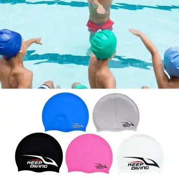 Ушна защита на еластичната дълга шапка за плуване на възрастни и деца в басейна