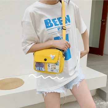 Холщовые студентски чанта през рамо за жени 2023, малка чанта за рамото с японски анимационни принтом, скъпа мода кавайная чанта-месинджър за телефон