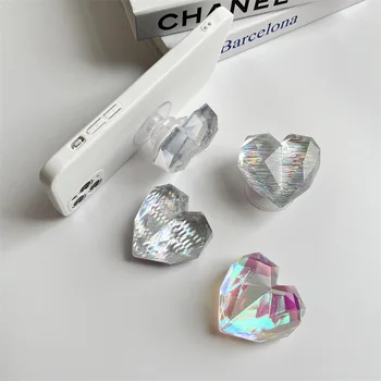 Цветен Триизмерен Diamond Притежател на Мобилен Телефон на Любовта, Прозрачна Поставка за Газова Възглавница, Скоба за iPhone 14 Samsung