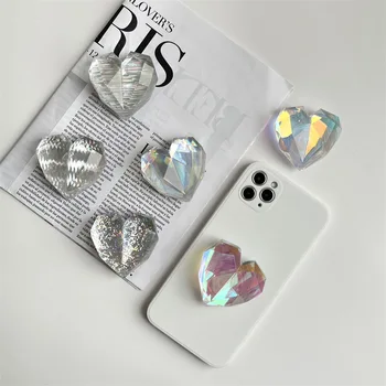 Цветен Триизмерен Diamond Притежател на Мобилен Телефон на Любовта, Прозрачна Поставка за Газова Възглавница, Скоба за iPhone 14 Samsung