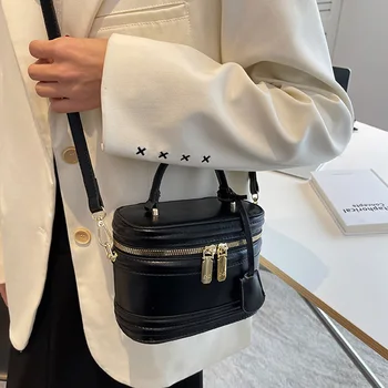 Чанта през рамо във формата на бъчва, дамски модни горната чанта, благородна квадратна чанта през рамо и портмонета, дамски скъпа чанта-клатч