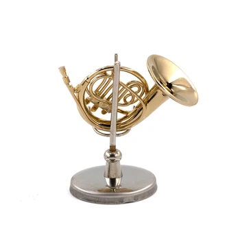 Умален модел на меден валдхорна Мини Музикален инструмент 1/12 Куклена къща ob11 1/6 Статуетка на Аксесоари за Украса на Подарък